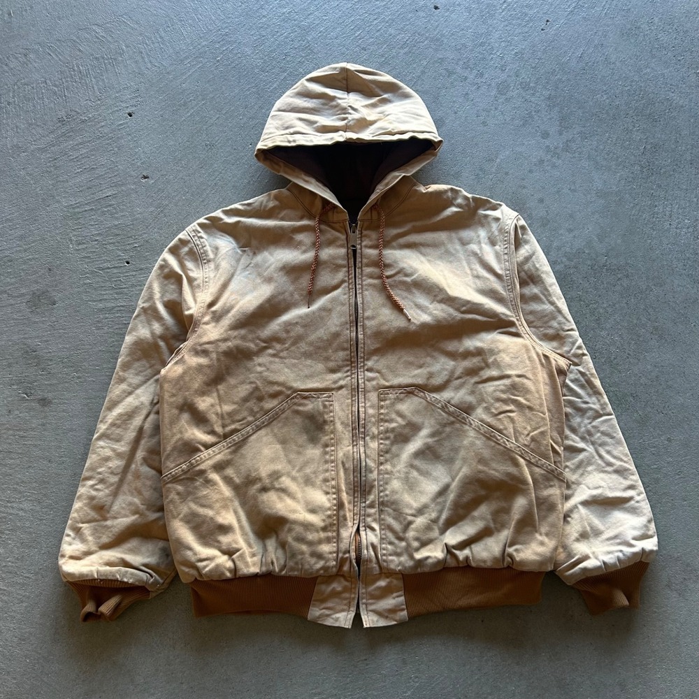 Vintage 90s Walls Jacket Size XL Tan Fleece Lined Full Zip Canvas‎ Coat